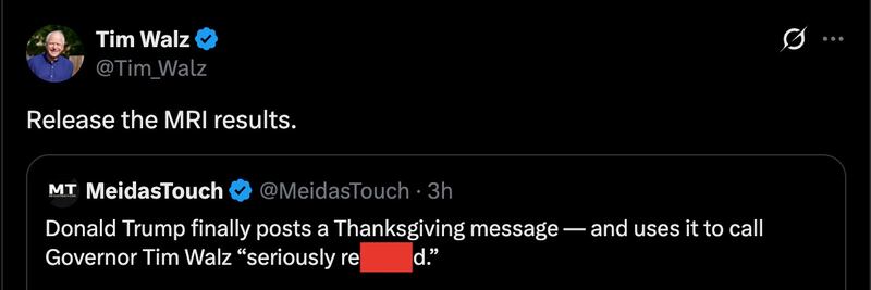 Tim Waltz's pithy but punchy response to Trump's slur.