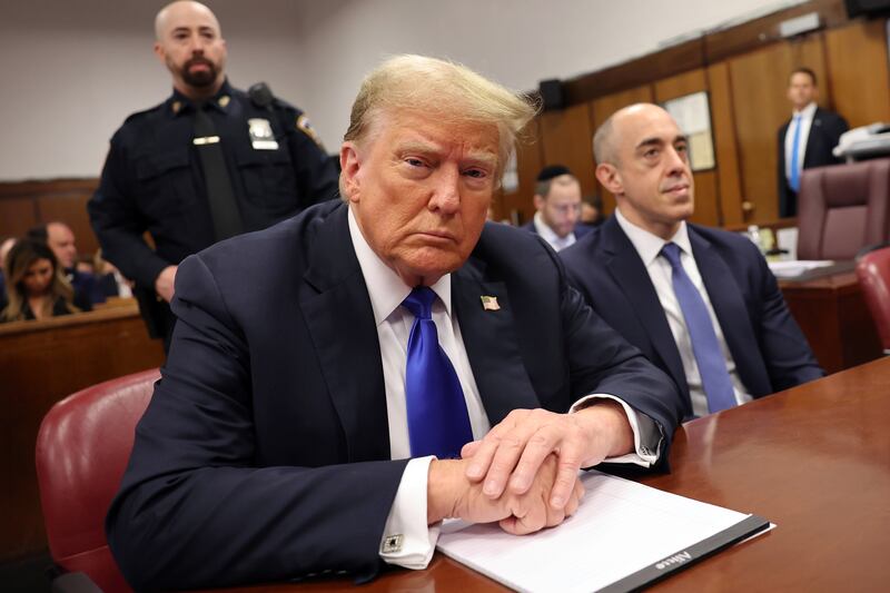NEW YORK, NEW YORK - MAY 30: Former U.S. President Donald Trump sits in the courtroom during his hush money trial at Manhattan Criminal Court on May 30, 2024 in New York City. The second day of jury deliberations in the hush money trial of the former president are underway. Michael Cohen's $130,000 payment to Stormy Daniels is tied to former U.S. President Trump's 34 felony counts of falsifying business records in the first of his criminal cases to go to trial. (Photo by Michael M. Santiago/Getty Images)