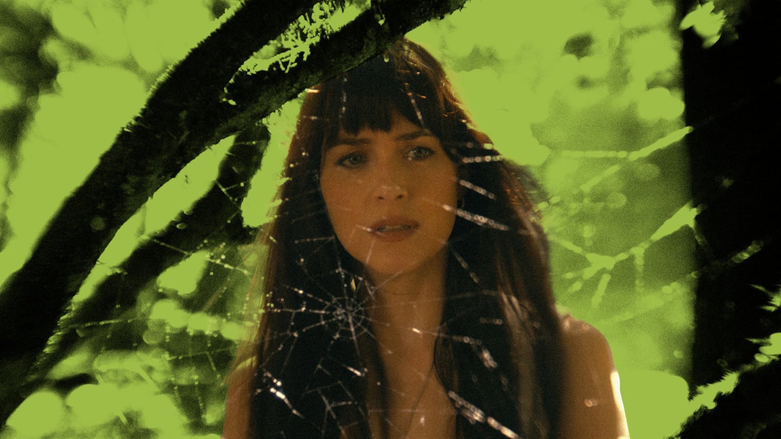 Photo illustration of Dakota Johnson in the trailer for Madame Web