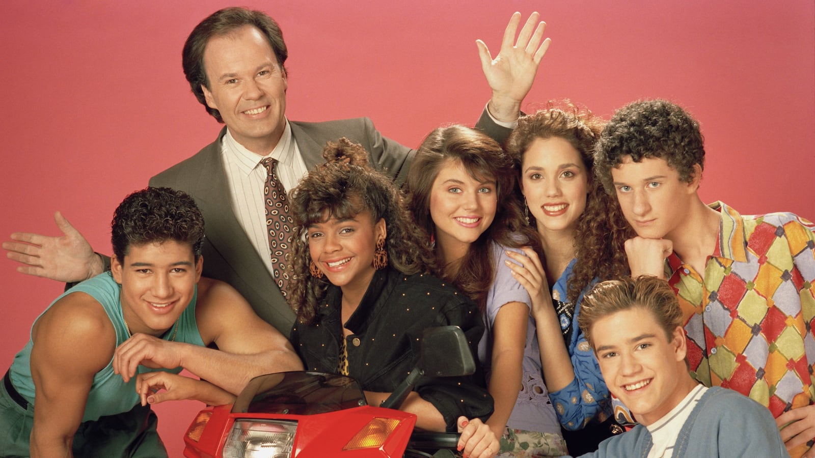 Dennis Haskins (second from left) with the cast of Saved by the Bell during Season 2.
NBCU Photo Bank