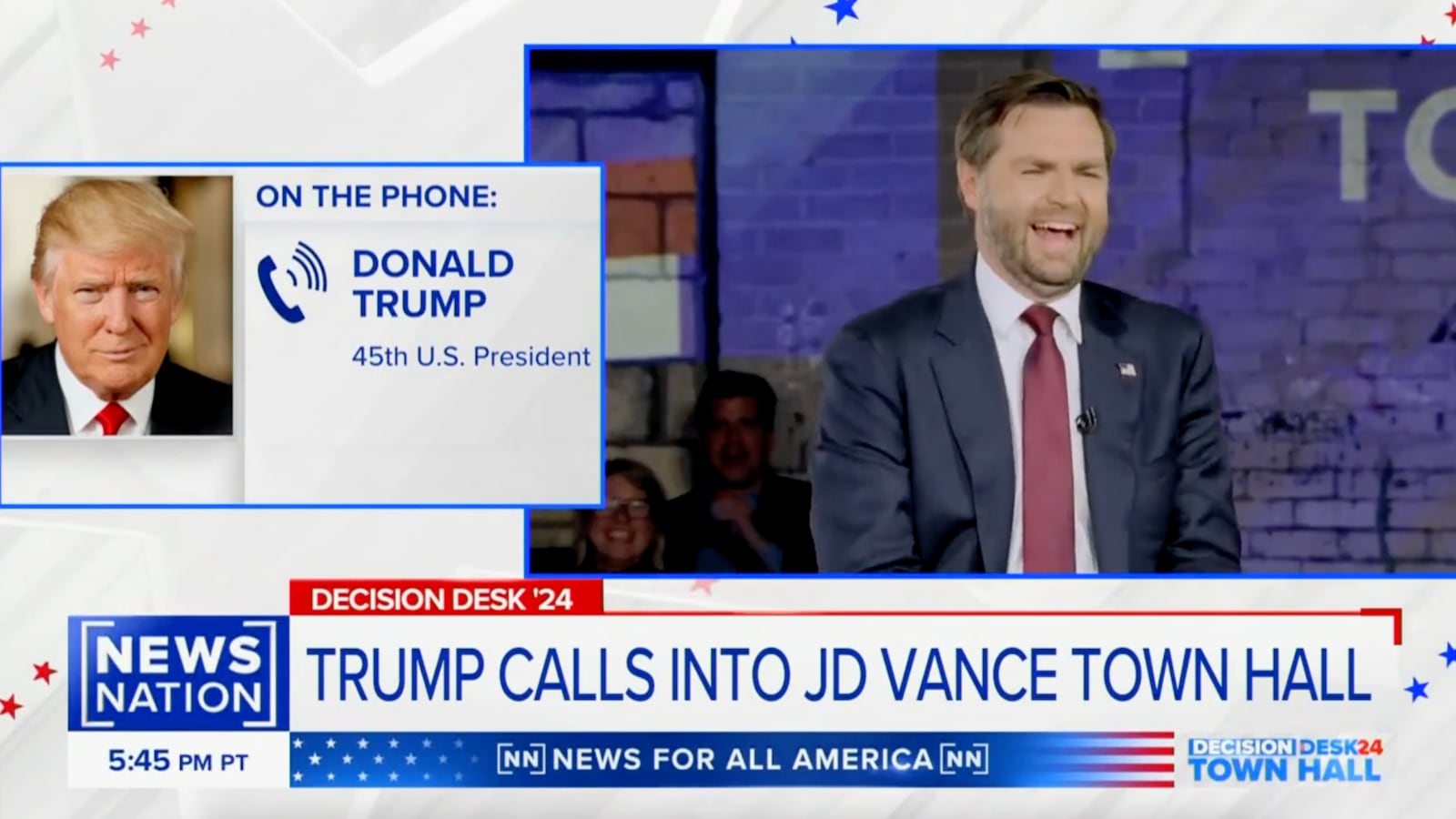 Donald Trump calls into JD Vance’s NewsNation town hall to ask: “How brilliant is Donald J. Trump?”