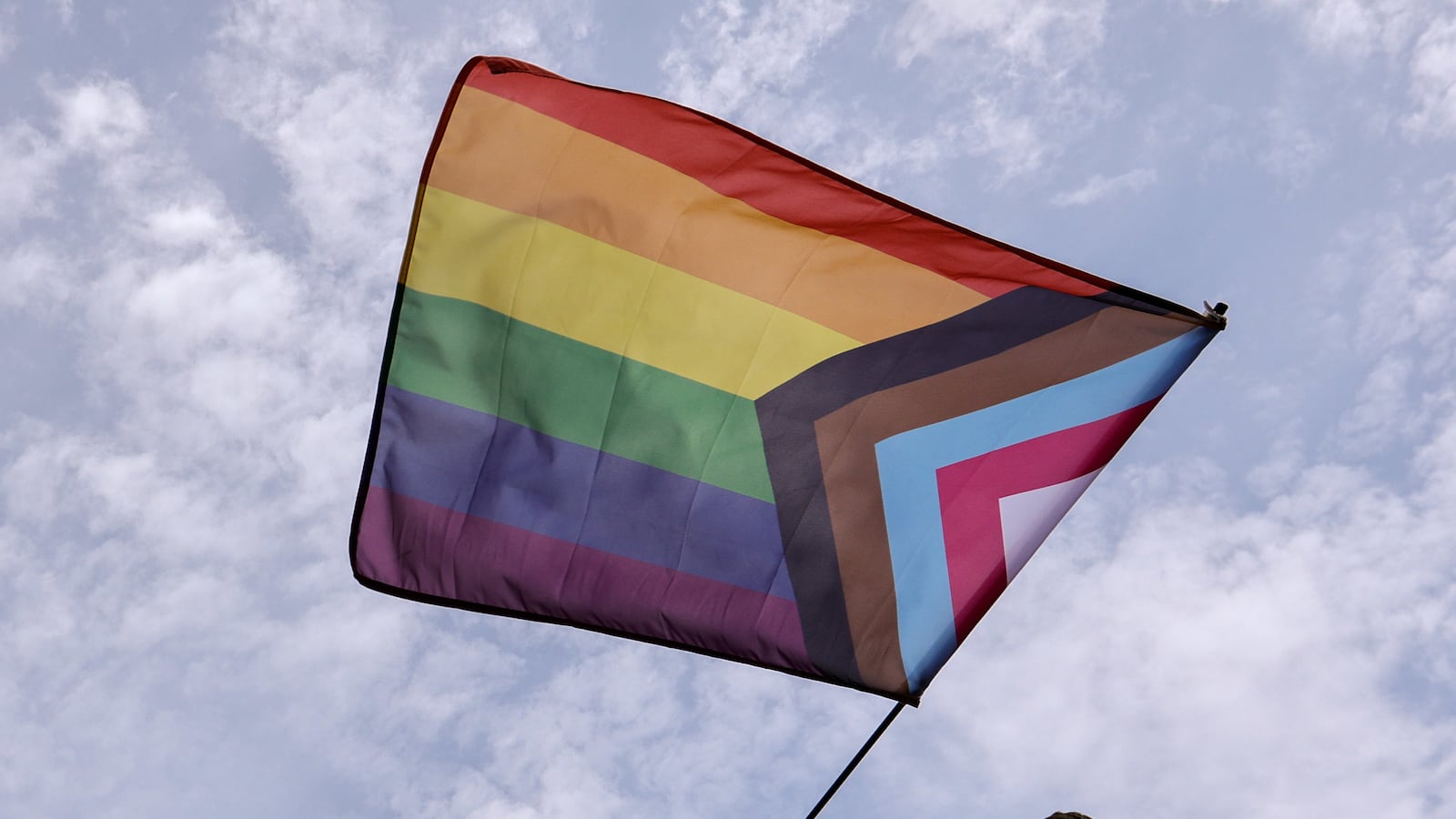 A photo of a Progress Pride Flag.