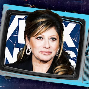 A photo illustration of Maria Bartiromo and a television.