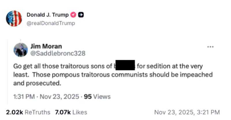 President Donald Trump went on a Truth Social posting spree condemning Democrats on Sunday.