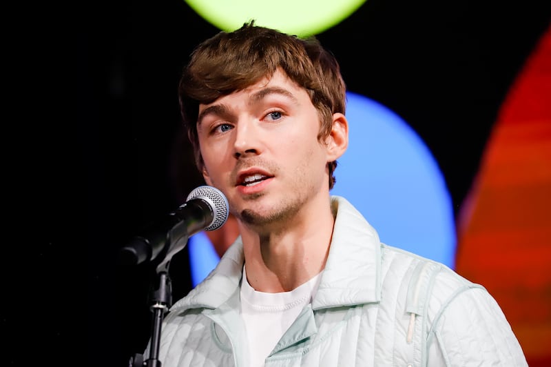 Miles Heizer speaks onstage at the OUT100 Celebration held at nya Studios West on November 21, 2025 in Los Angeles, California. (Photo by River Callaway/Variety via Getty Images)