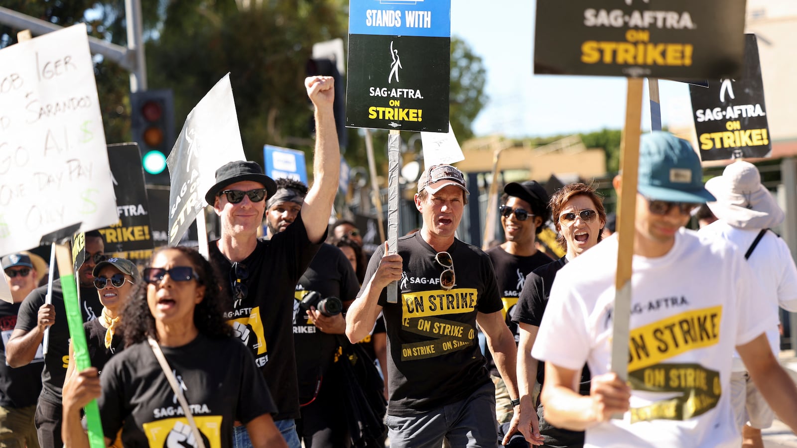 SAG-AFTRA members walk the picket line