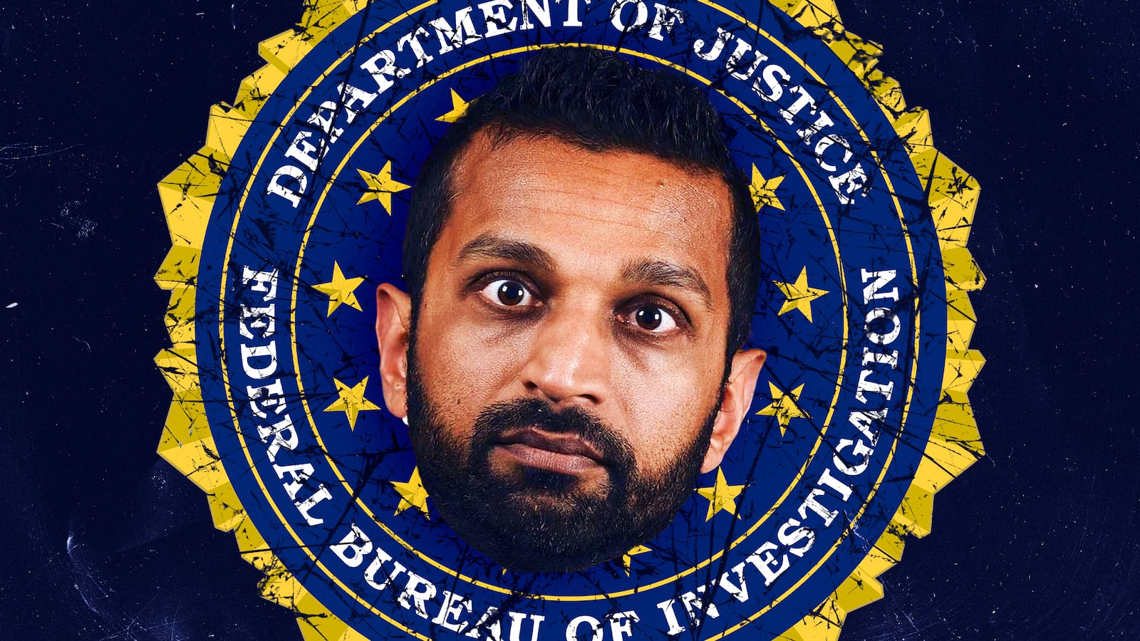 A photo illo illustration of FBI Director Kash Patel.