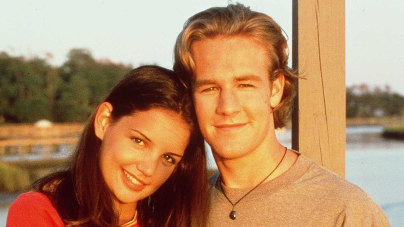 Katie Holmes as Joey Potter and James Van Der Beek as Dawson Leery in 'Dawson's Creek,' 1997.