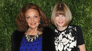 Designer Diane von Furstenberg and editor-in-chief of American Vogue Anna Wintour attend the CFDA and Vogue 2013 Fashion Fund Finalists Celebration at Spring Studios on November 11, 2013, in New York City.