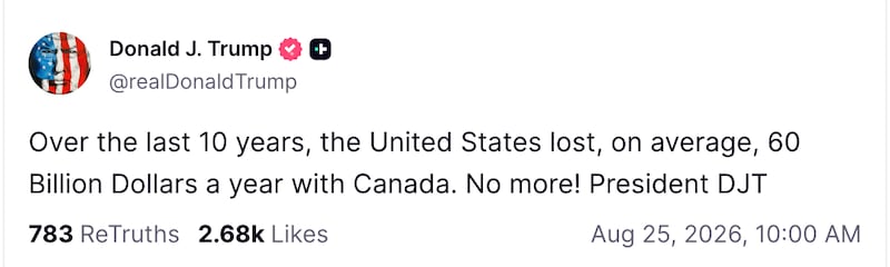 Trump goes on an anti-Canada posting spree.