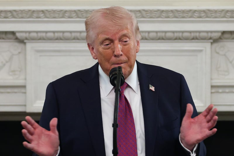 Pres. Donald Trump, pictured April 21, had no public events on his Wednesday schedule and instead was posting about 22-year-old ratings from The Apprentice.