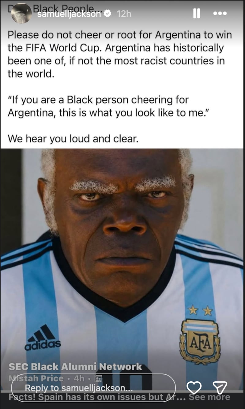 Sam Jackson post on Instagram