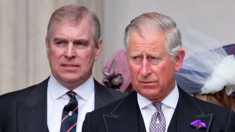 Prince Andrew, Duke of York and Prince Charles, Prince of Wales attend a Service of Thanksgiving to celebrate Queen Elizabeth II's Diamond Jubilee at St Paul's Cathedral on June 5, 2012 in London, England. For only the second time in its history the UK celebrates the Diamond Jubilee of a monarch. Her Majesty Queen Elizabeth II celebrates the 60th anniversary of her ascension to the throne. Thousands of wellwishers from around the world have flocked to London to witness the spectacle of the weekend's celebrations. June 2012 (Photo by Indigo/Getty Images)