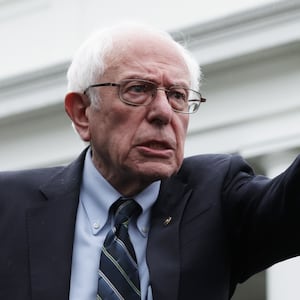 Sen. Bernie Sanders (I-VT) speaks to members of the press outside the West Wing of the White House on January 25, 2023 in Washington, DC. Sen. Sanders had a meeting with President Joe Biden earlier.