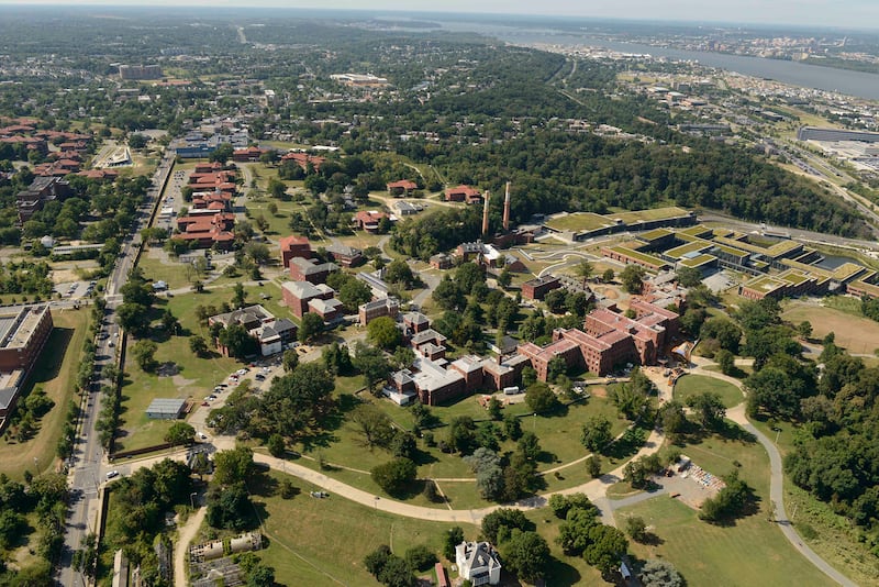 Aerial view of St. Elizabeths Hospital West Campus in 2015.