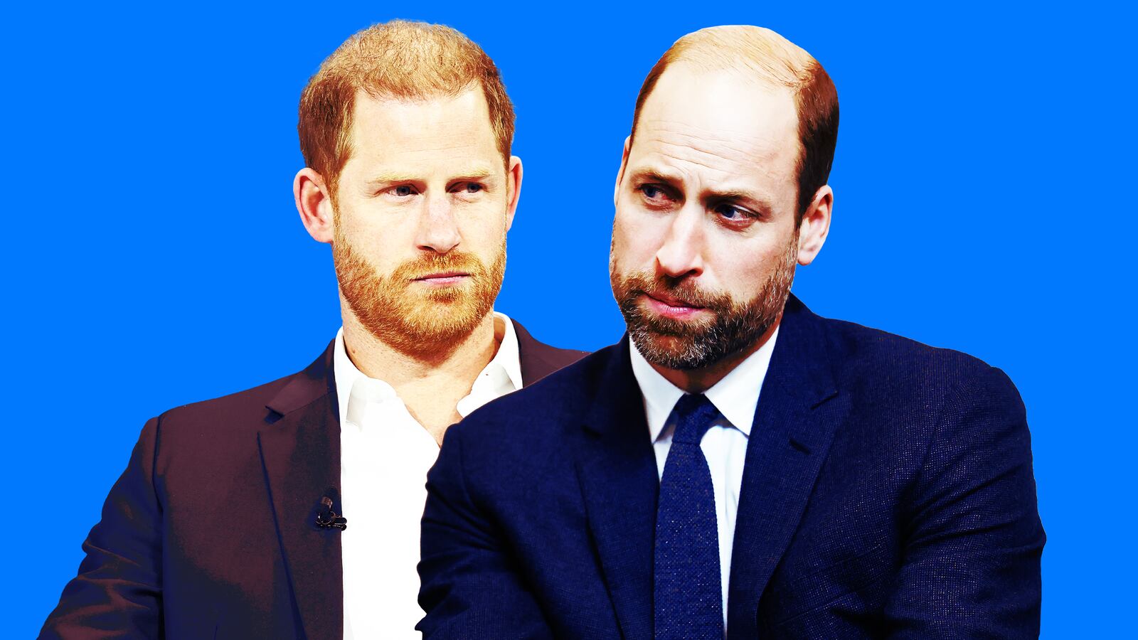 A photo illustration of Prince Harry and William.