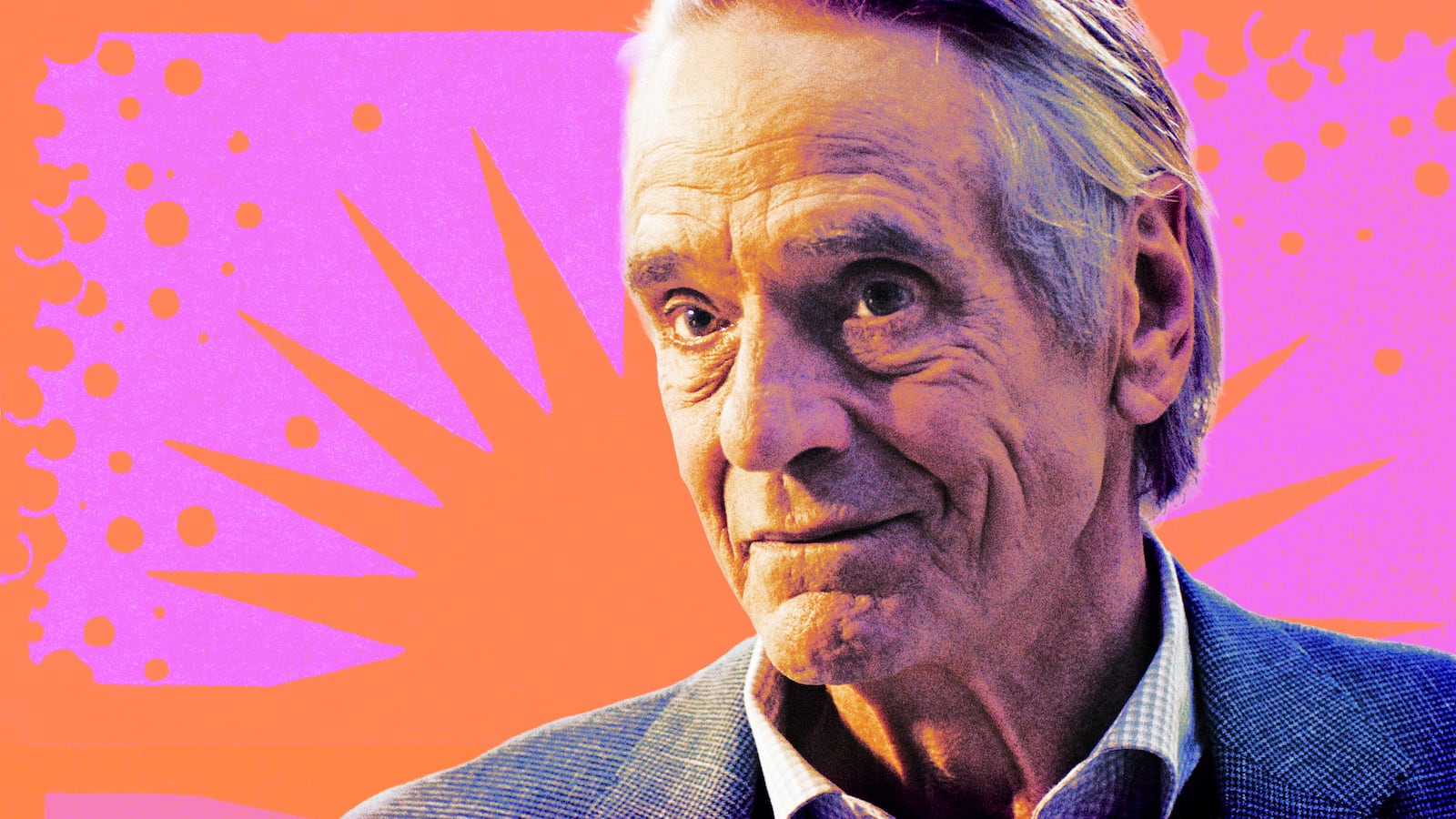 A photo illustration of Jeremy Irons on The Morning Show.