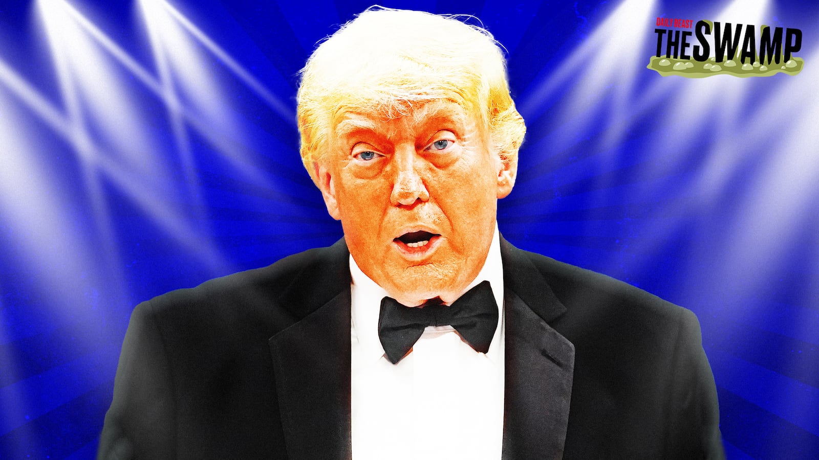 A photo illo illustration of Donald Trump at the WHCA Dinner for The Swamp.