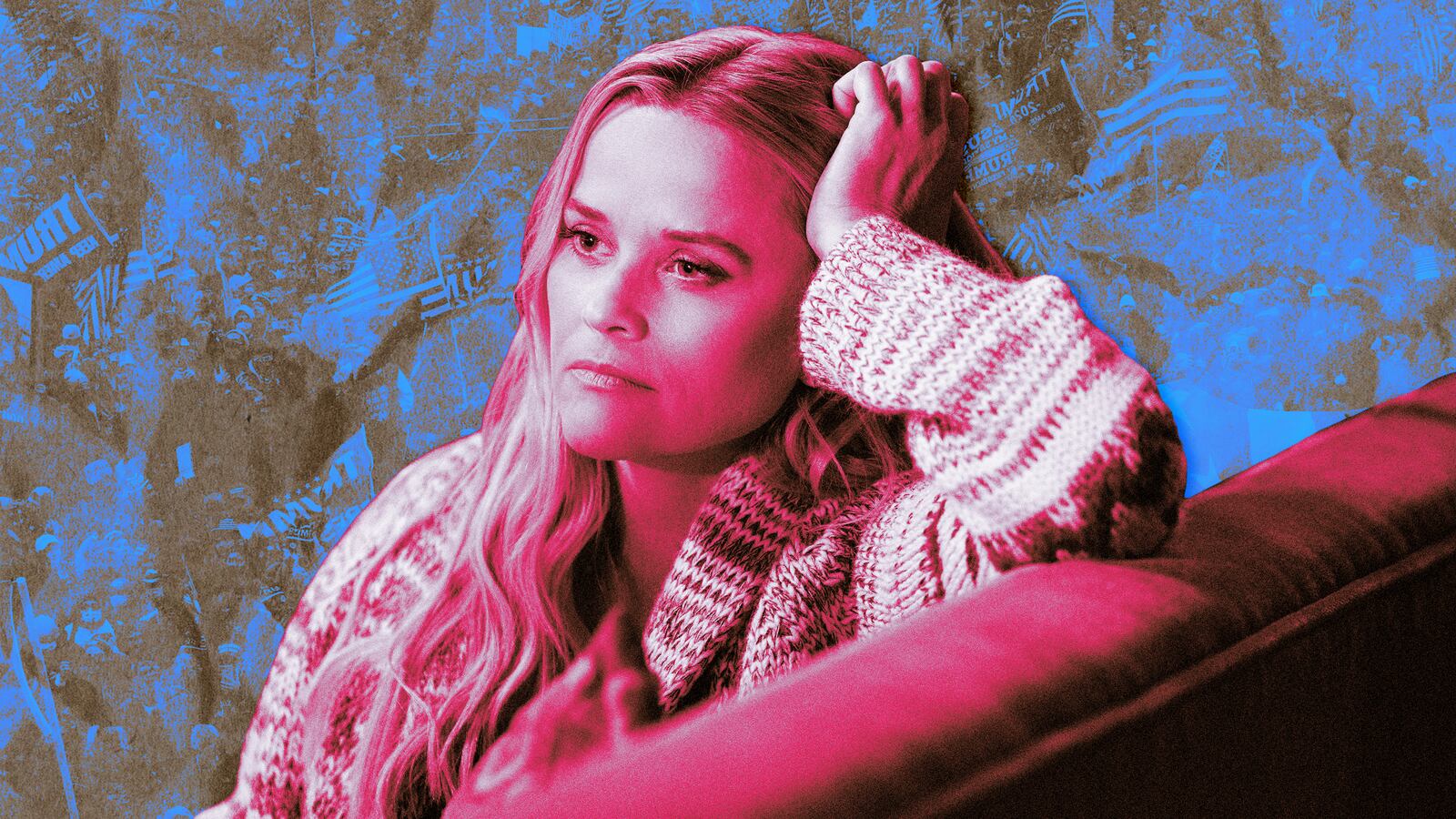 A photo illustration of Reese Witherspoon on The Morning Show.