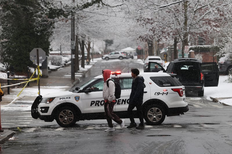 Brown University students walking