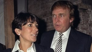 Ghislaine Maxwell and Donald Trump appear at the The 50th anniversary for both the Ford Modeling Agency and Pantene hair care products in 1997 .