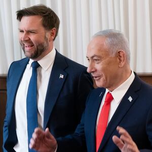 U.S. Vice President J.D. Vance , left, meeting with Israeli Prime Minister Benjamin Netanyahu at the Prime Minister's Office in Jerusalem, Israel on Wednesday, October 22, 2025.