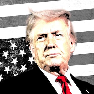 Donald Trump and an American flag position in Signal of Distress.