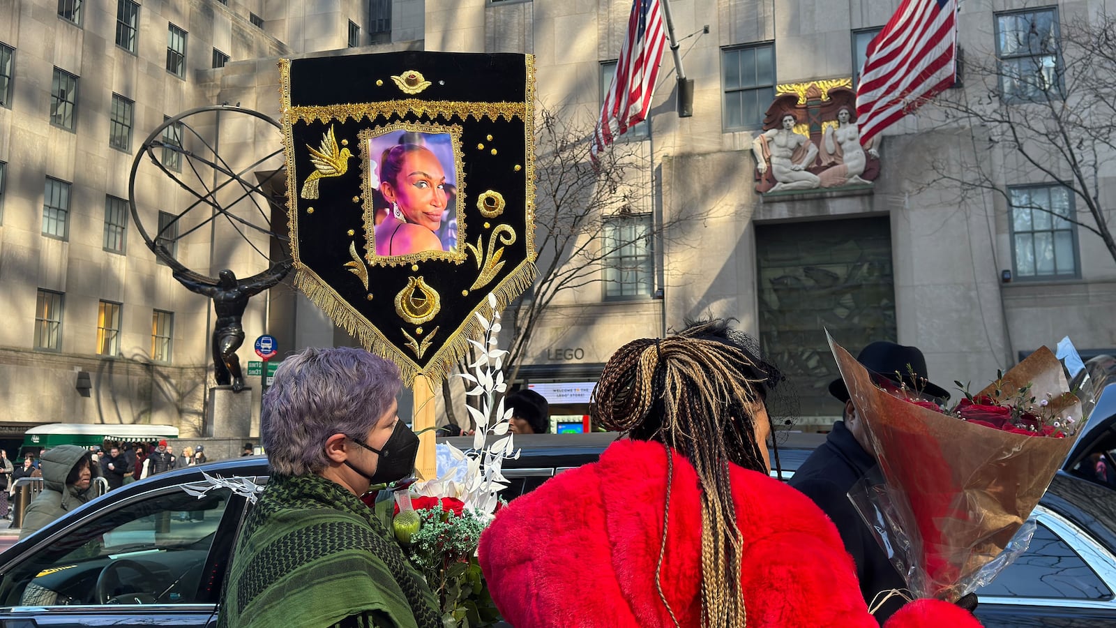 Mourners honor Cecilia Gentili outside St. Patrick's Cathedral.