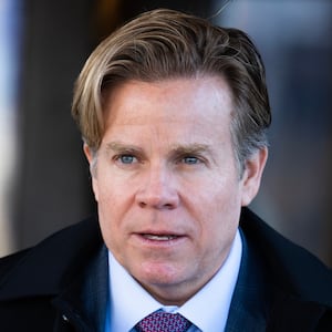 UNITED STATES - JANUARY 22: Rep. Mike Haridopolos, R-Fla., leaves a meeting of the House Republican Conference at the Capitol Hill Club on Wednesday, January 22, 2025. (Tom Williams/CQ-Roll Call, Inc via Getty Images)