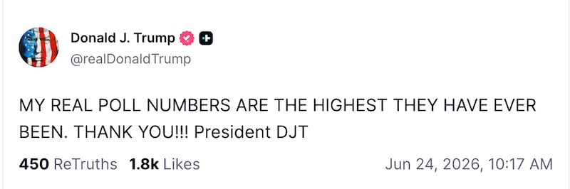 The president claims to have a record-high approval despite new polling showing the exact opposite.