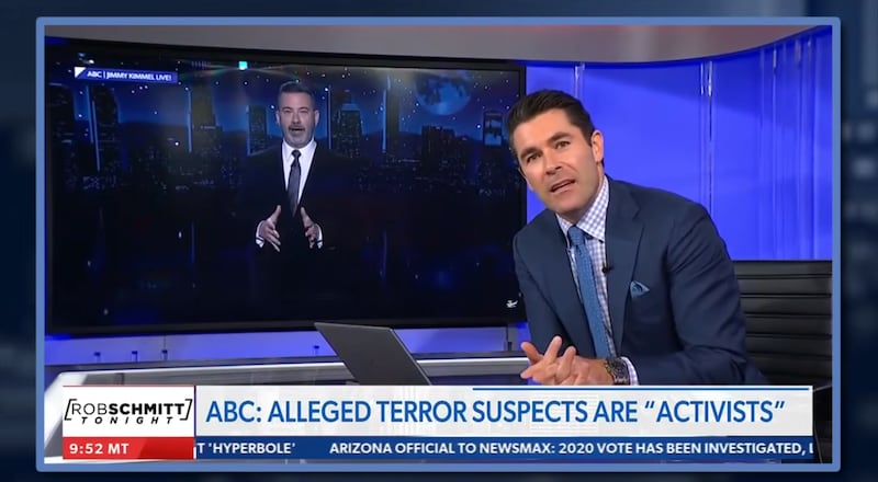 Jimmy Kimmel Live!, Kimmel sharing clip of Rob Schmitt criticizing Kimmel's Monday show statements.