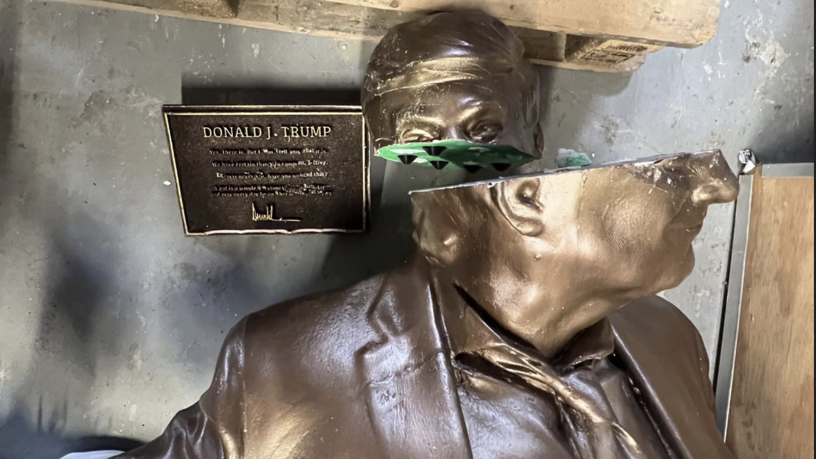 The Secret Handshake said federal officers broke the statue while removing it, which violated a permit with the DOI.