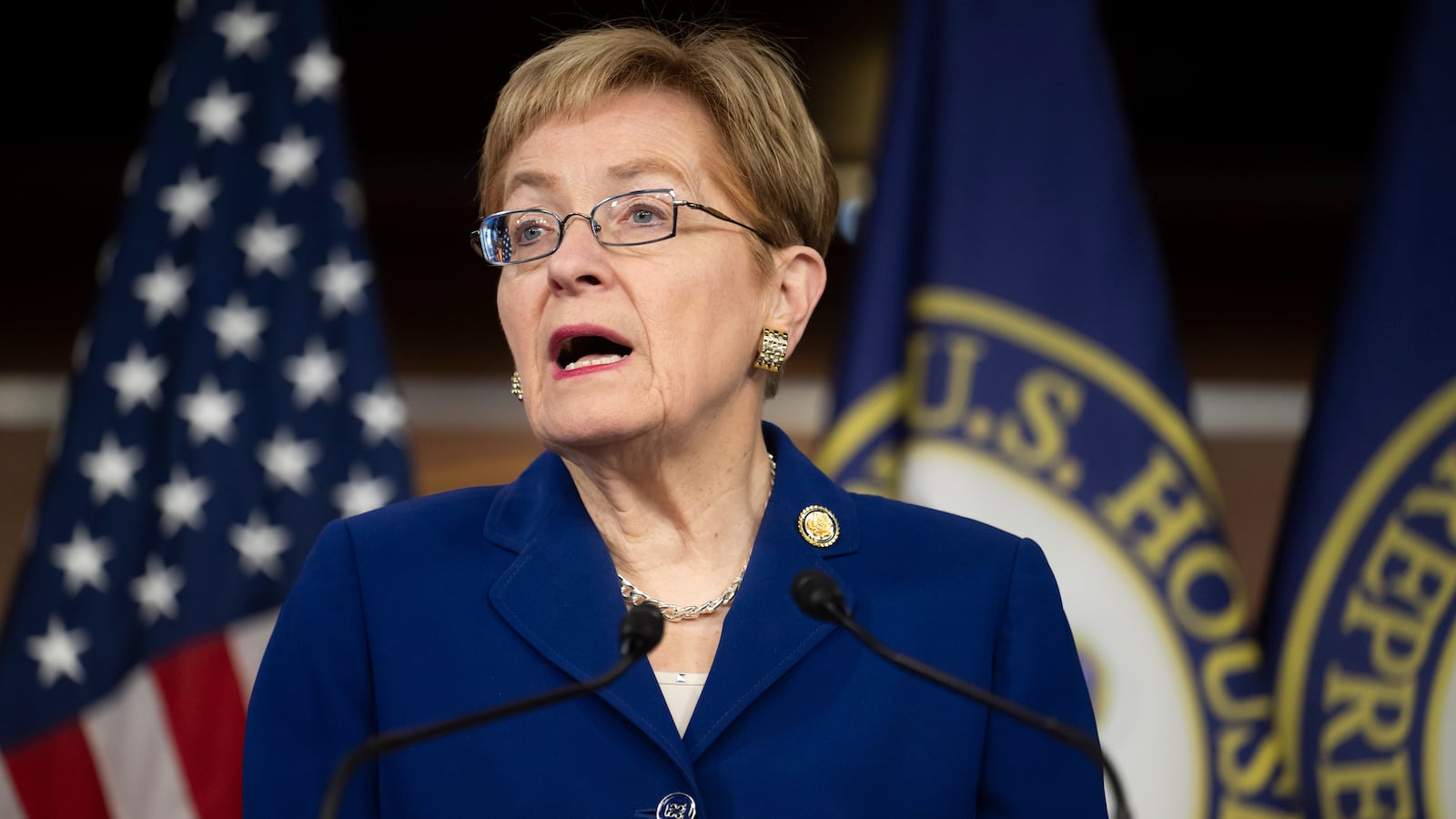 U.S. Representative Marcy Kaptur (D-OH) speaks during a press conference on Capitol Hill on April 30, 2025 in Washington, DC.