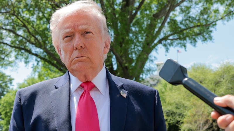 WASHINGTON, DC - APRIL 16: U.S. President Donald Trump speaks to the media before boarding Marine One on the South Lawn of the White House on April 16, 2026 in Washington, DC. President Donald Trump is traveling to Las Vegas, Nevada to promote the tax cuts he signed into law in the “One Big Beautiful Bill Act” ahead of the midterm election.  Tomorrow he will deliver remarks at a Turning Point USA event in Phoenix, Arizona.  (Photo by Anna Moneymaker/Getty Images)