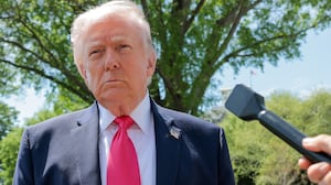 WASHINGTON, DC - APRIL 16: U.S. President Donald Trump speaks to the media before boarding Marine One on the South Lawn of the White House on April 16, 2026 in Washington, DC. President Donald Trump is traveling to Las Vegas, Nevada to promote the tax cuts he signed into law in the “One Big Beautiful Bill Act” ahead of the midterm election. Tomorrow he will deliver remarks at a Turning Point USA event in Phoenix, Arizona. (Photo by Anna Moneymaker/Getty Images)