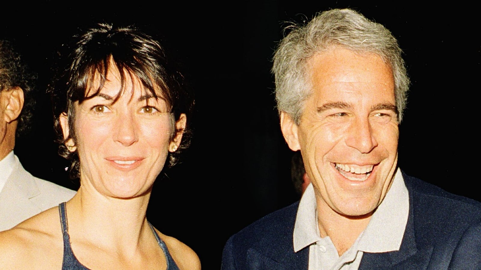 (L-R) Ghislaine Maxwell, Jeffrey Epstein, and musician Michael Bolton pose for a portrait during a party at the Mar-a-Lago club, Palm Beach, Florida, February 12, 2000. (Photo by Davidoff Studios/Getty Images)