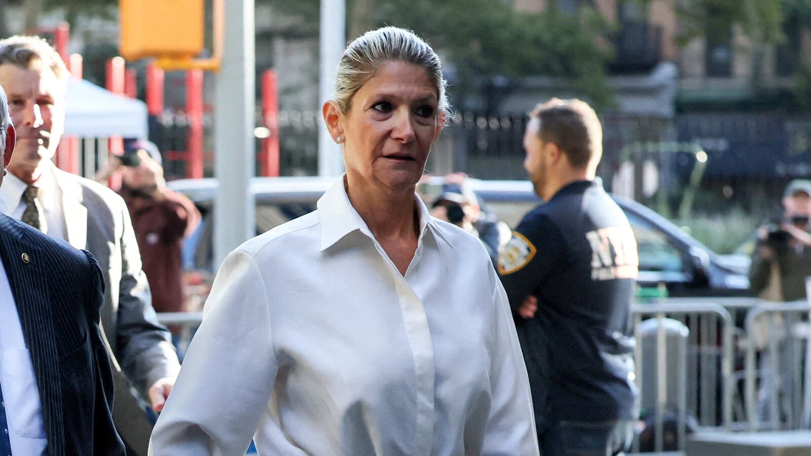 Nadine Menendez arrives at Federal Court for a hearing on bribery charge