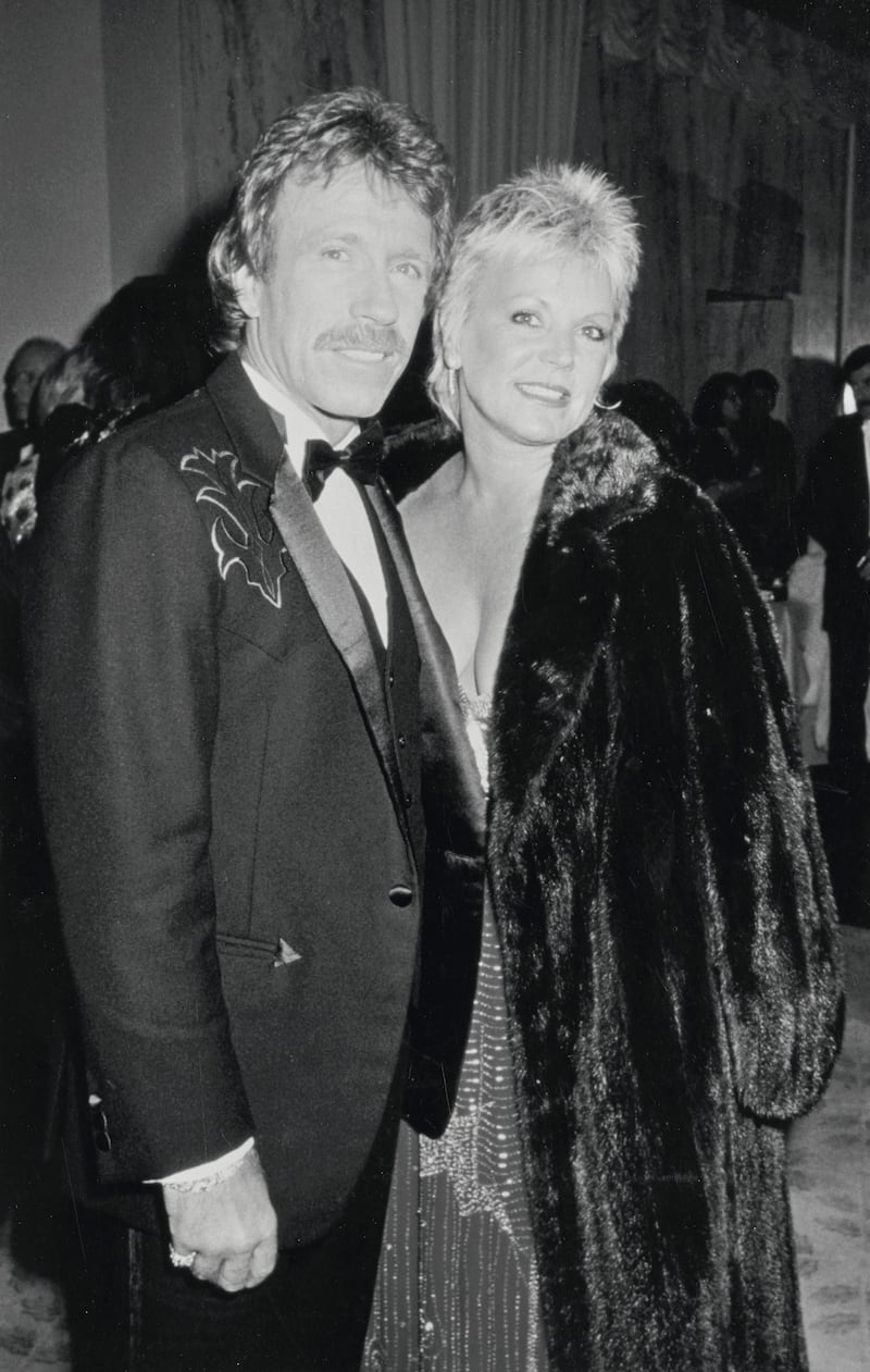 BEVERLY HILLS, CA - JANUARY 24: Actor Chuck Norris and wife Diane Holecheck attends 43rd Annual Golden Globe Awards on January 24, 1986 at the Beverly Hilton Hotel in Beverly Hills, California. (Photo by Ron Galella/Ron Galella Collection via Getty Images)