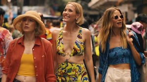 Carrie Coon, Leslie Bibb, and Michelle Monaghan in ‘The White Lotus’ season three.