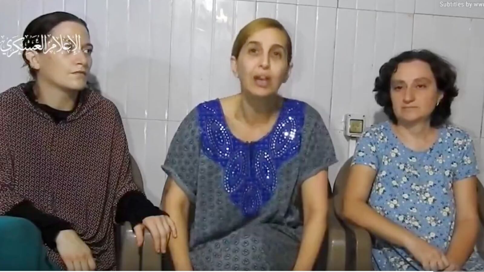Hamas video of three Israeli hostages
