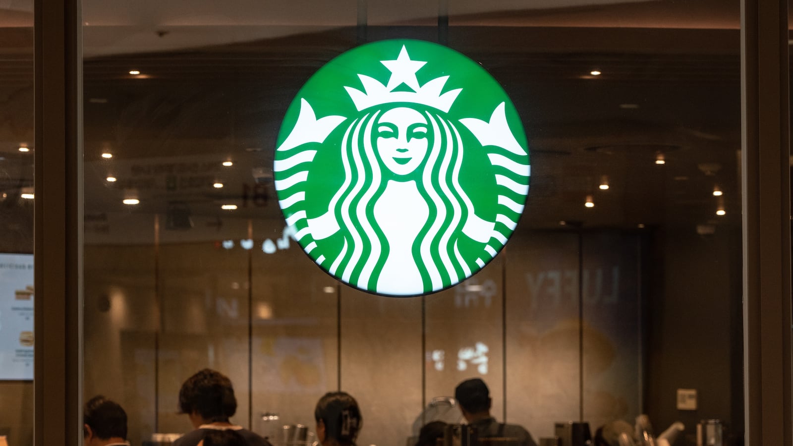 A Starbucks logo is seen in Seoul, South Korea, on May 21, 2026.