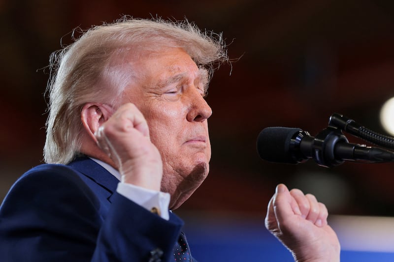Trump again mocked transgender weightlifters during his speech Friday.