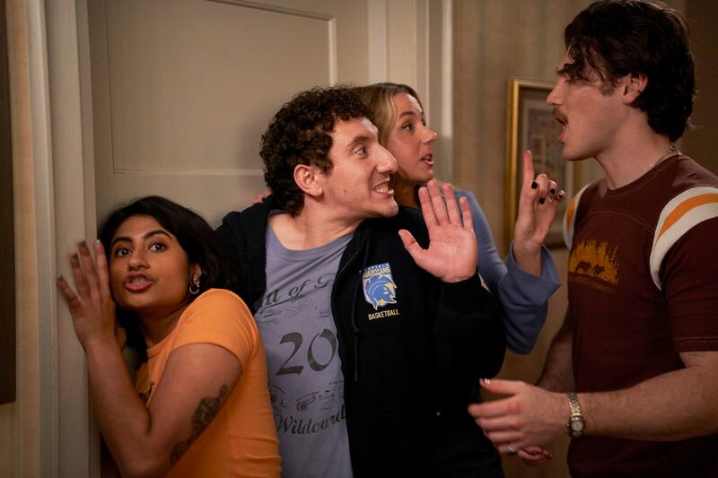 FX's Adults -- Ep. 205 -- Pictured: (l-r) Amita Rao as Issa, Malik Elassal as Samir, Lucy Freyer as Billie, Jack Innanen as Paul Baker. CR: Michael Gibson/FX