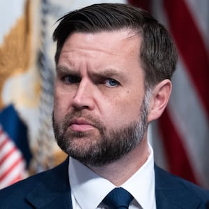 UNITED STATES - MAY 26: Vice President JD Vance attends a roundtable with state attorneys general on anti-fraud initiatives in the Eisenhower Executive Office Building on Tuesday, May 26, 2026. (Tom Williams/CQ-Roll Call, Inc via Getty Images)