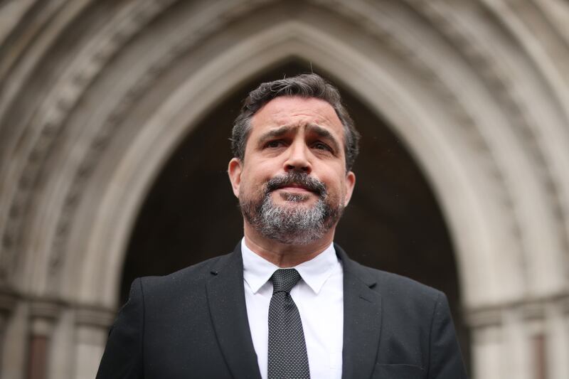 Lawyer Matthew Jury, representing four British women who allege Andrew Tate raped and sexually assaulted them, speaks outside the High court on April 15, 2025 in London, England.