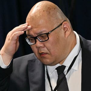 White House Communications Director Steven Cheung is seen during a US-Russia summit on Ukraine at Joint Base Elmendorf-Richardson in Anchorage, Alaska, on August 15, 2025. (Photo by Drew ANGERER / AFP) (Photo by DREW ANGERER/AFP via Getty Images)