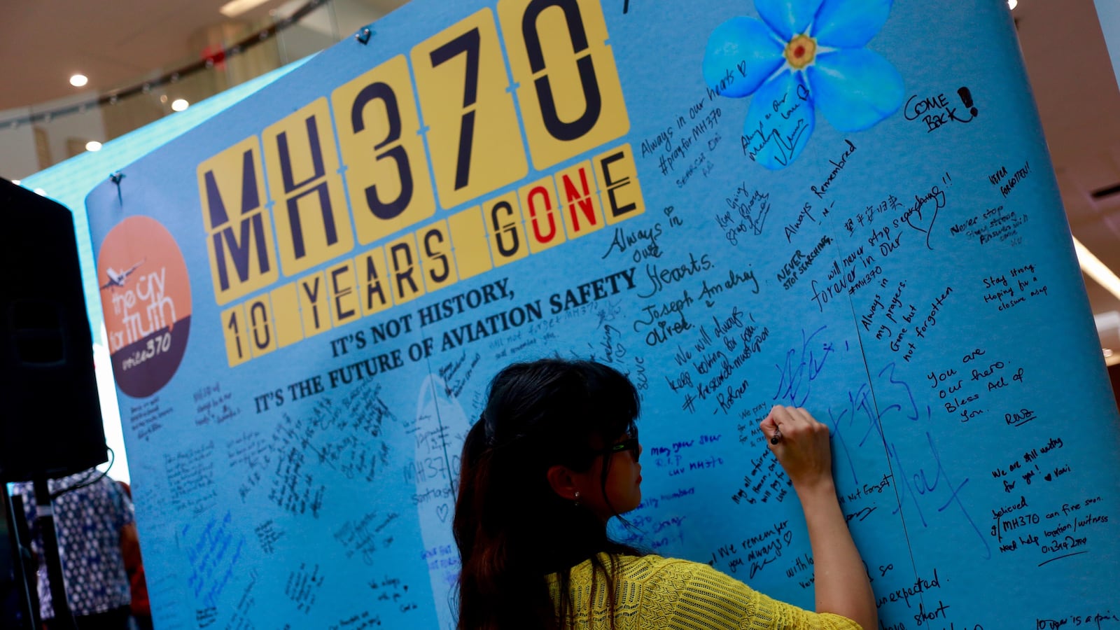 A mural remembering passengers on MH370.