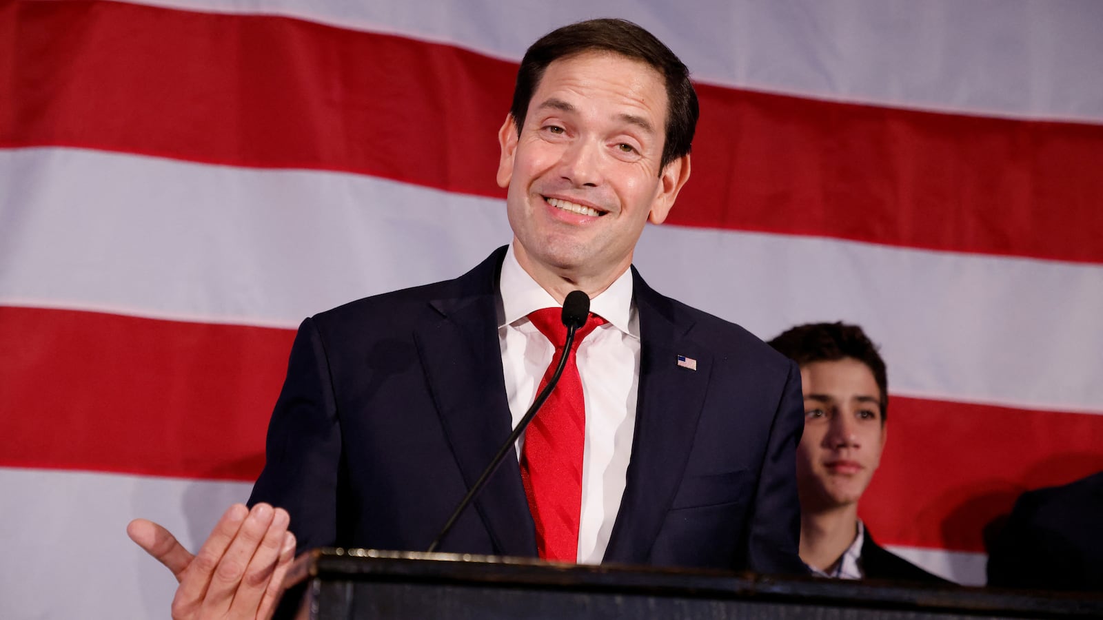 Republican. U.S. Senator Marco Rubio appears at his U.S. midterm election night gathering in Miami, Florida, U.S., November 8, 2022.