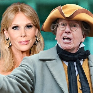 A photo illo illustration of Cheryl Hines, Larry David, and RFK Jr.