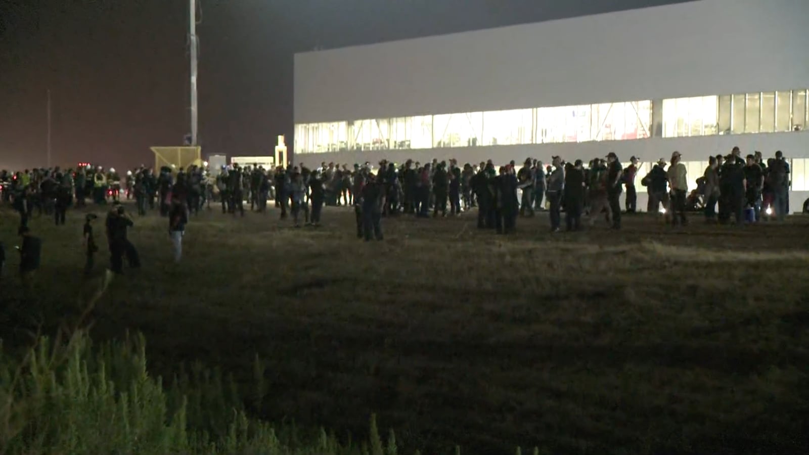 The scene outside Tesla’s gigafactory near Austin, Texas, after an “active attacker” alert was issued.
